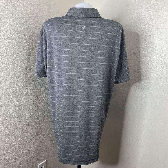Lululemon Propel? Or Evolution? Polo Gray Men’s Sz L? Short Sleeve Stripe - Picture 4 of 5